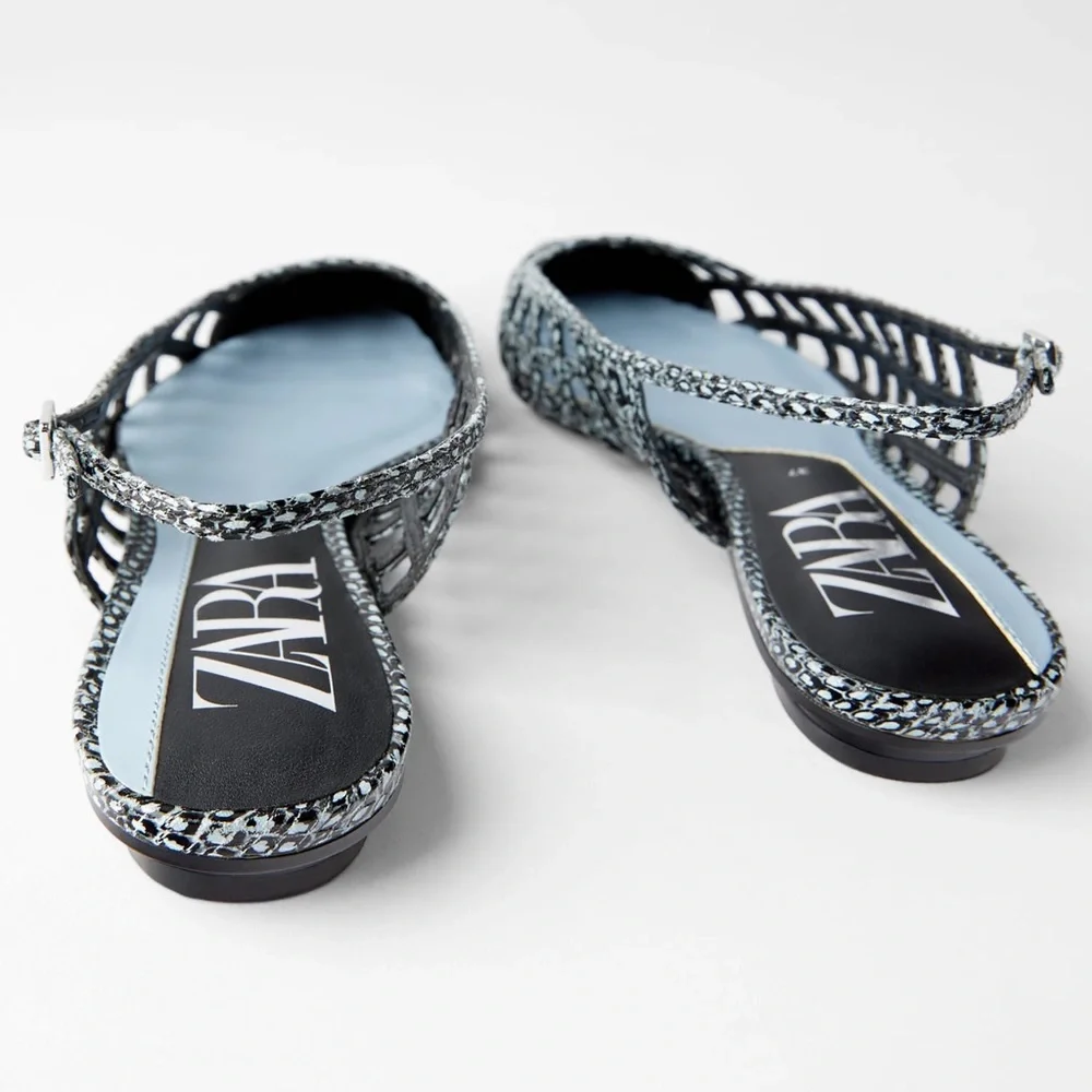 Zara Stylish Black and Gray Women's Slingback Shoes Sz8 NWT - Picture 5 of 7